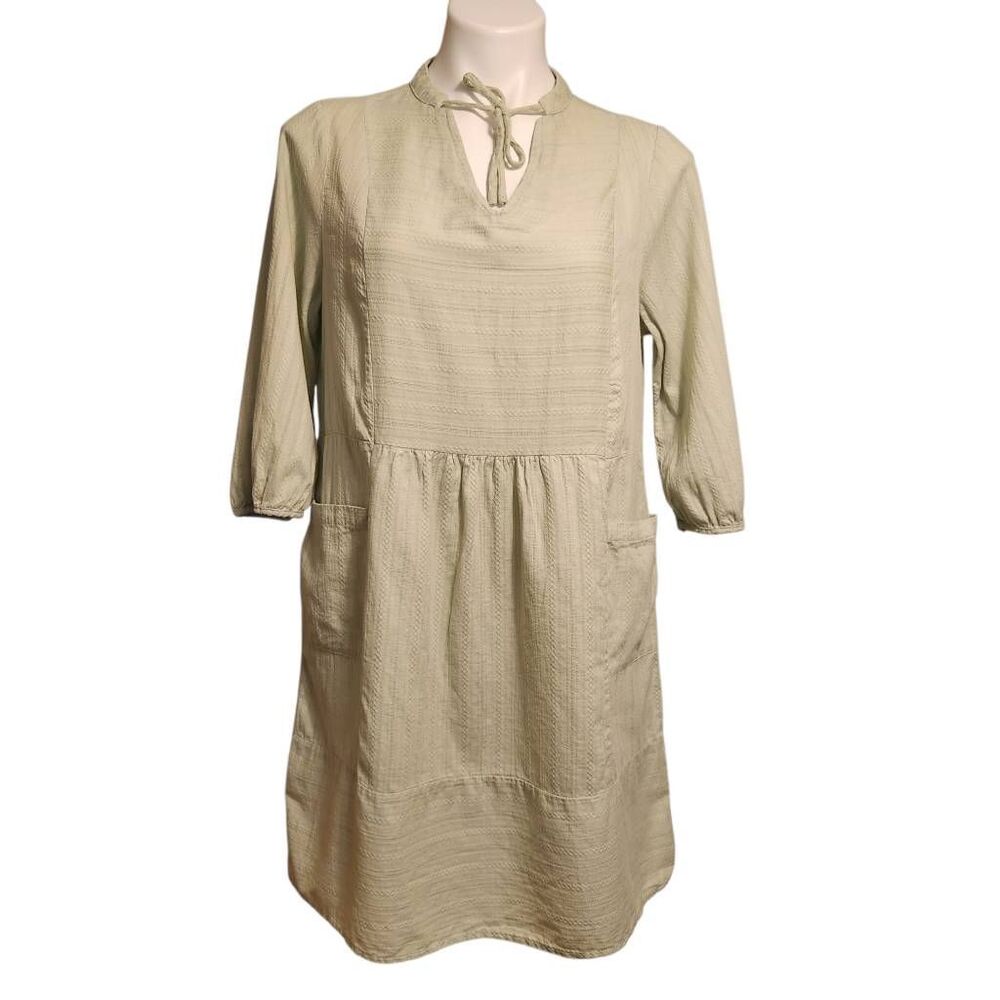 Boutique Prairie style tie neck dress green‎ cotton small